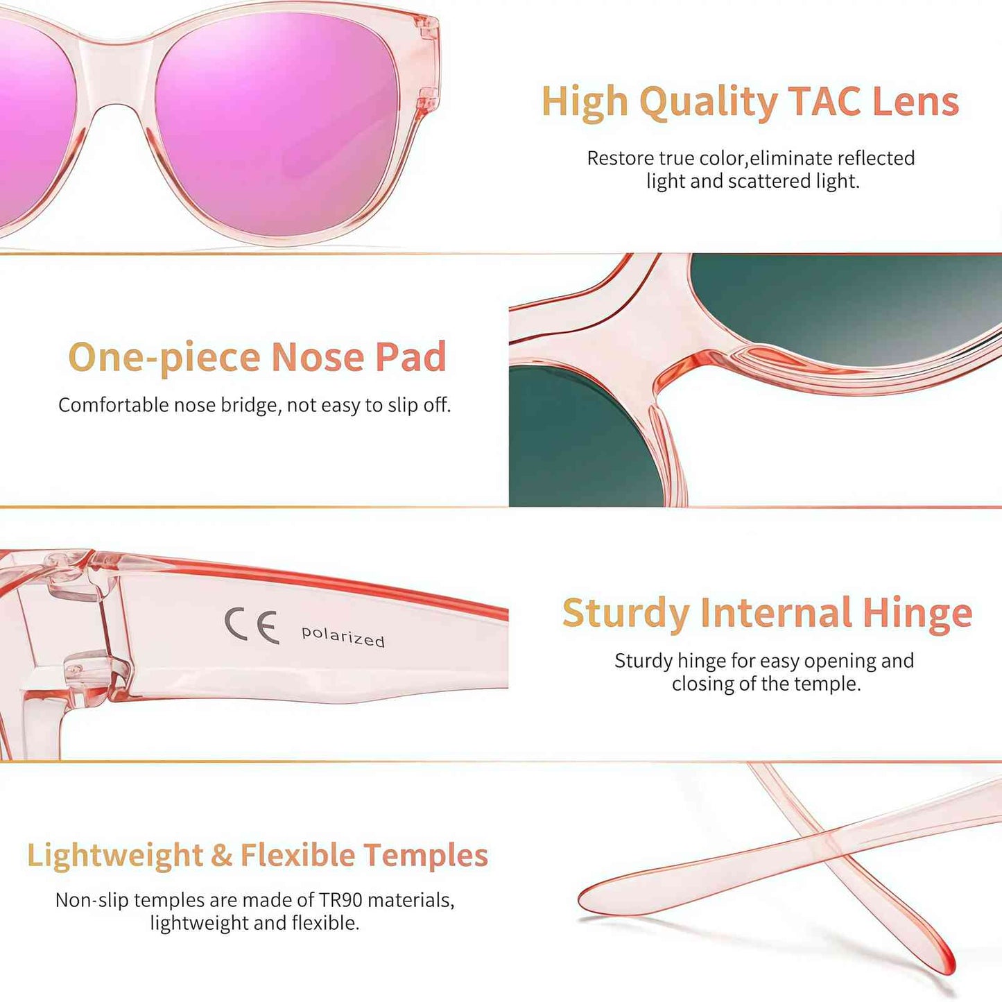 Women's Oversized Square Fit-Over Polarized Sunglasses (2-Pack)