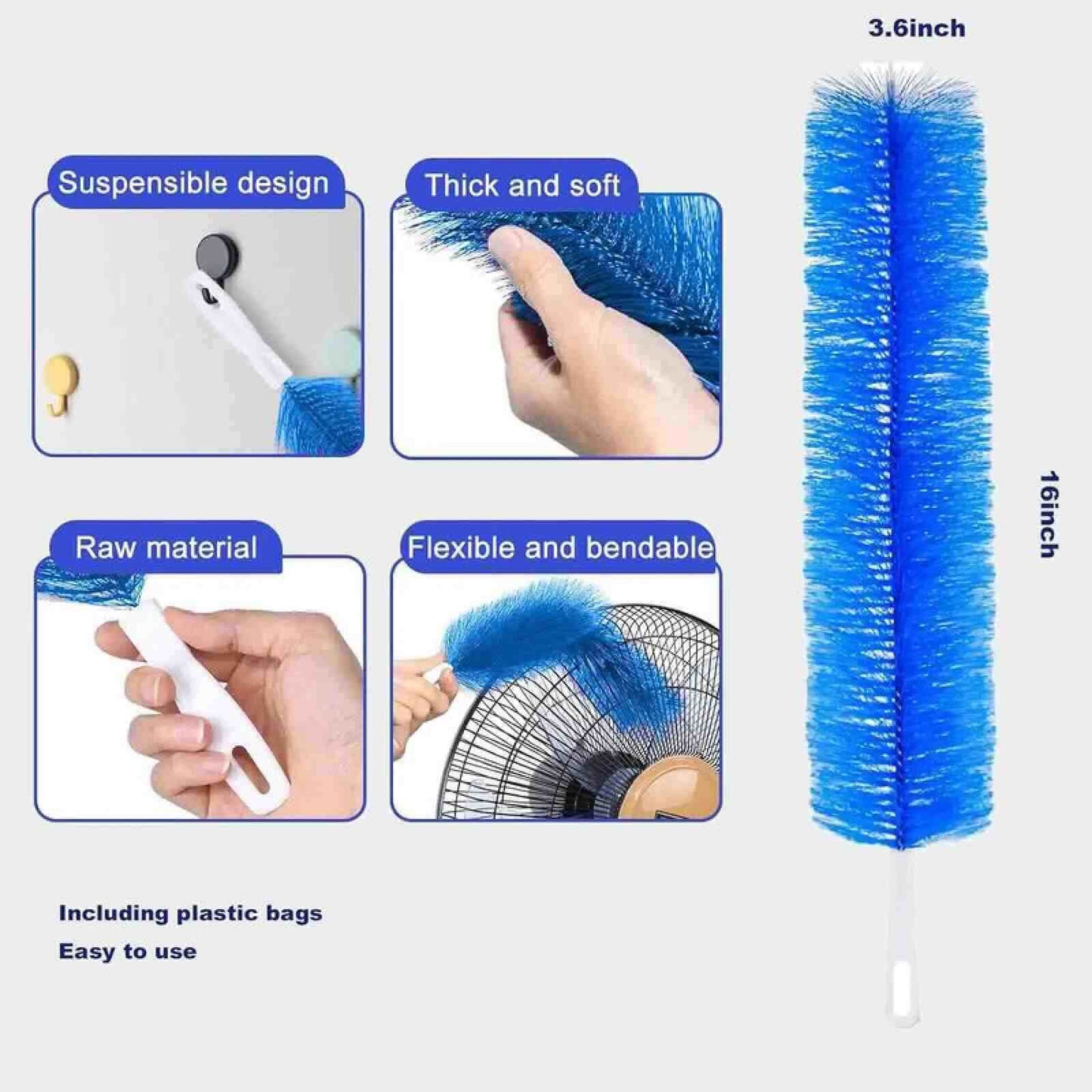 Bendable Microfiber Fan & Duster Brush – Effortless Deep Cleaning