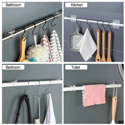 Self Adhesive No Drill Adjustable Curtain Rod Holder Hooks Brackets