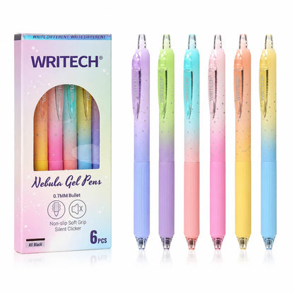 Silent Click Gradient Gel Pens – Fast-Drying 0.7mm Medium Point