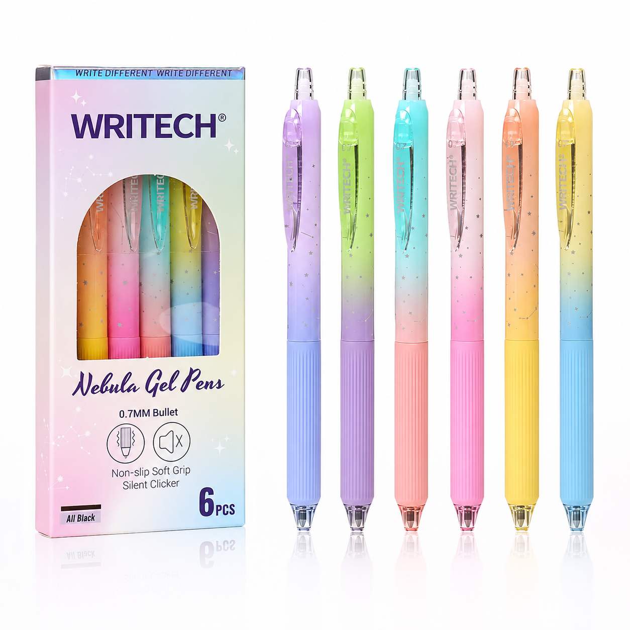 Silent Click Gradient Gel Pens – Fast-Drying 0.7mm Medium Point