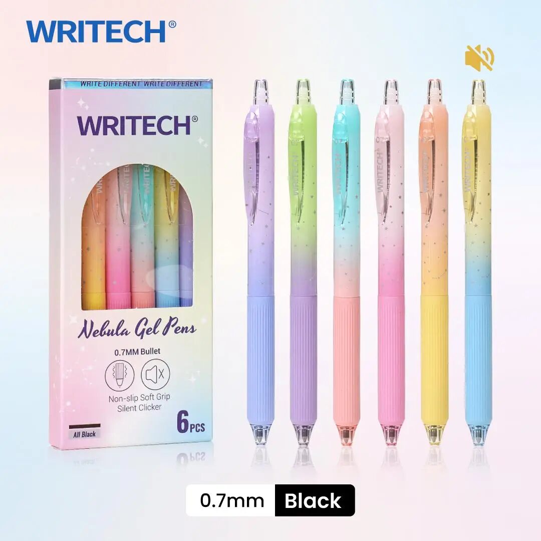 Silent Click Gradient Gel Pens – Fast-Drying 0.7mm Medium Point