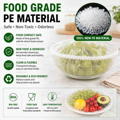 [Buy 1 Get 2 Free] 100PCS Disposable Elastic Food Covers – Stretch Bowl Lids
