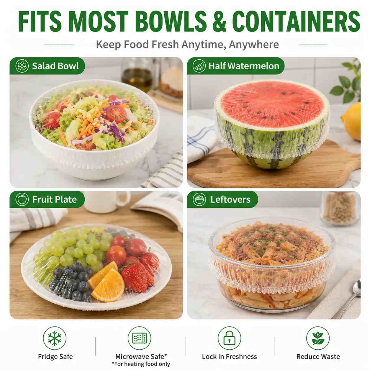 [Buy 1 Get 2 Free] 100PCS Disposable Elastic Food Covers – Stretch Bowl Lids
