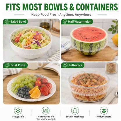 [Buy 1 Get 2 Free] 100PCS Disposable Elastic Food Covers – Stretch Bowl Lids