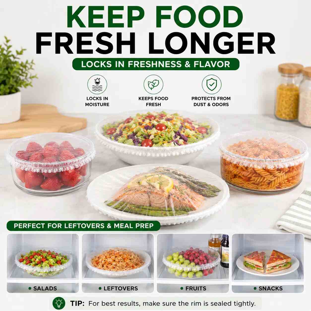 [Buy 1 Get 2 Free] 100PCS Disposable Elastic Food Covers – Stretch Bowl Lids