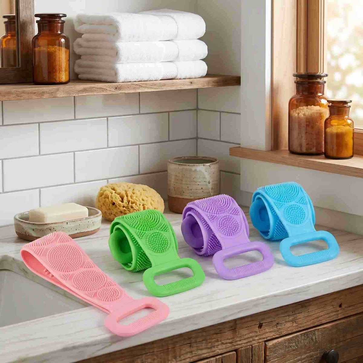 Double-Sided Exfoliating Silicone Back Scrubber