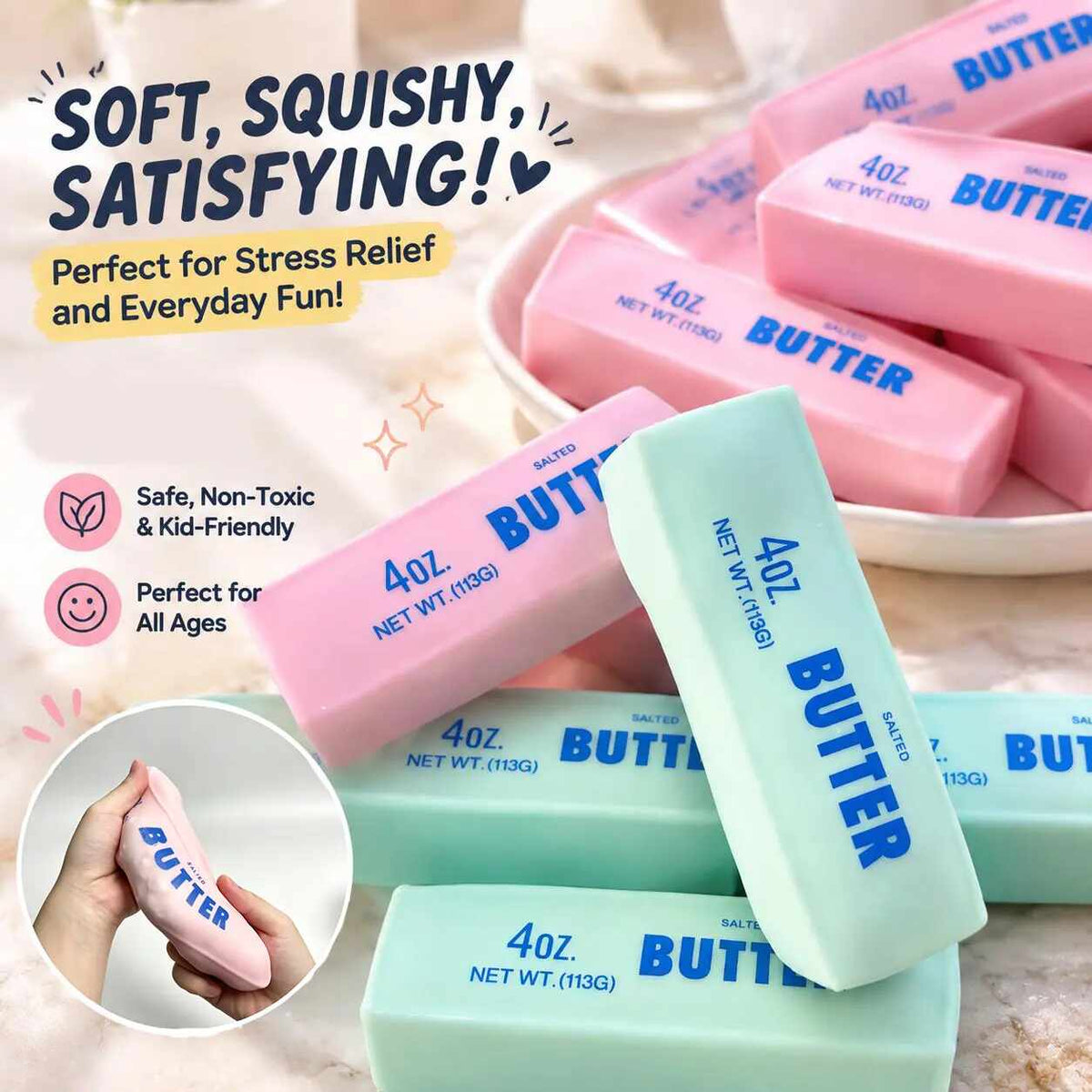 [BUY 2 GET 1 FREE] Slow-Rise Butter Stress Squeeze Toy