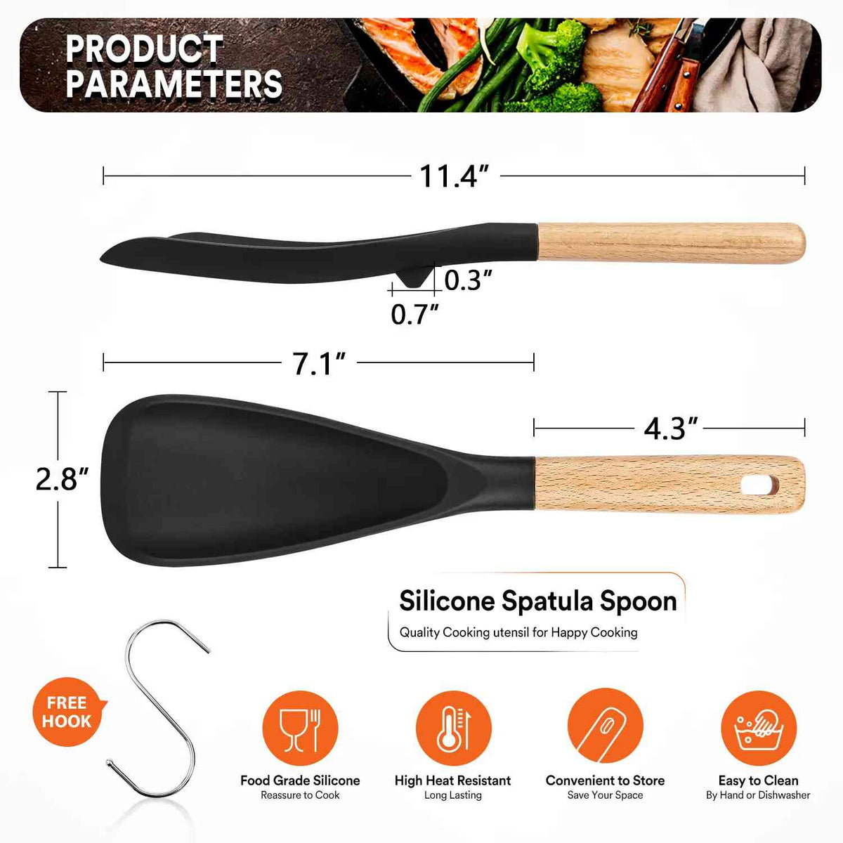 [BUY 1 GET 1 FREE] Non-Scratch Silicone Cooking Spoon