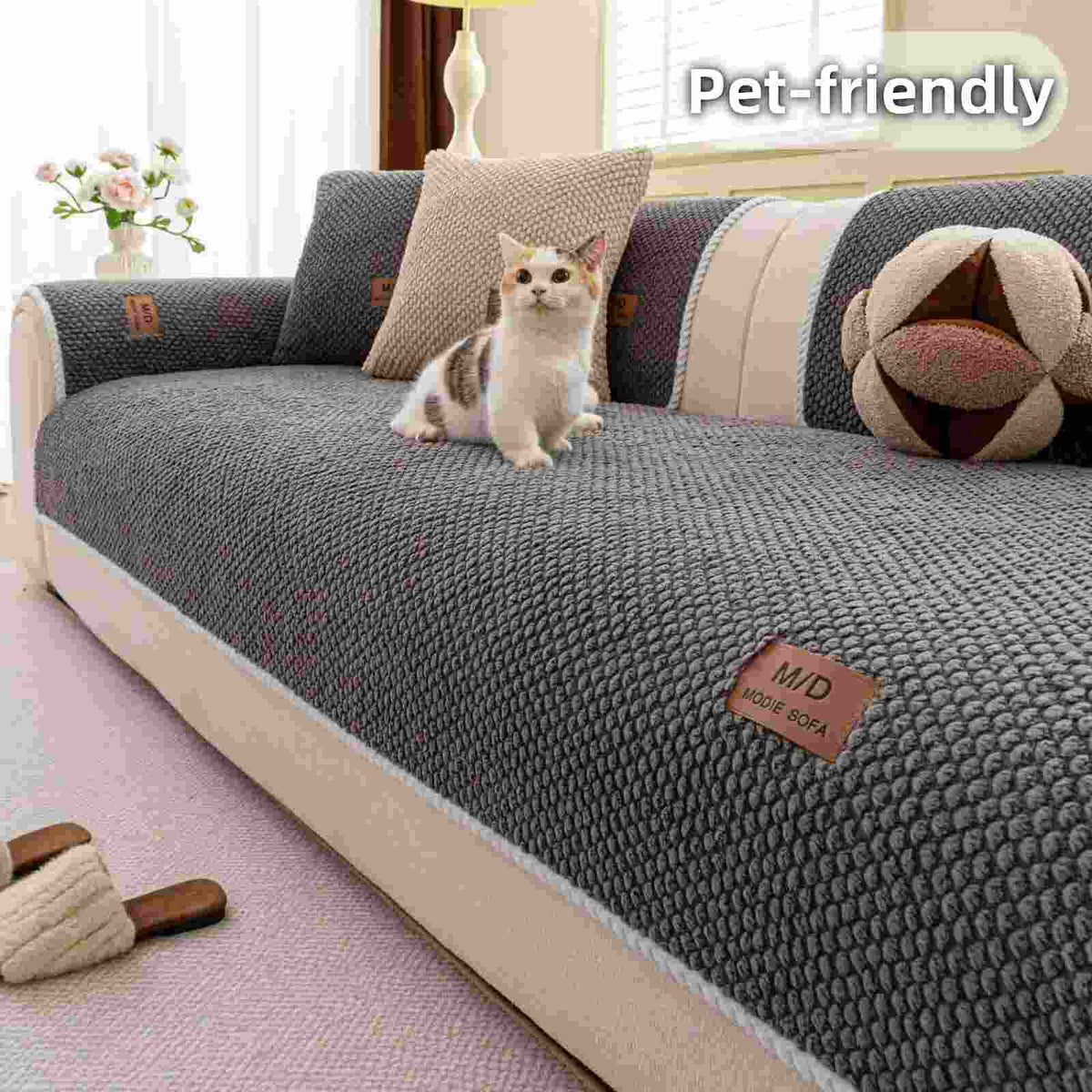 Non-Slip Plush Sofa Cushion Cover