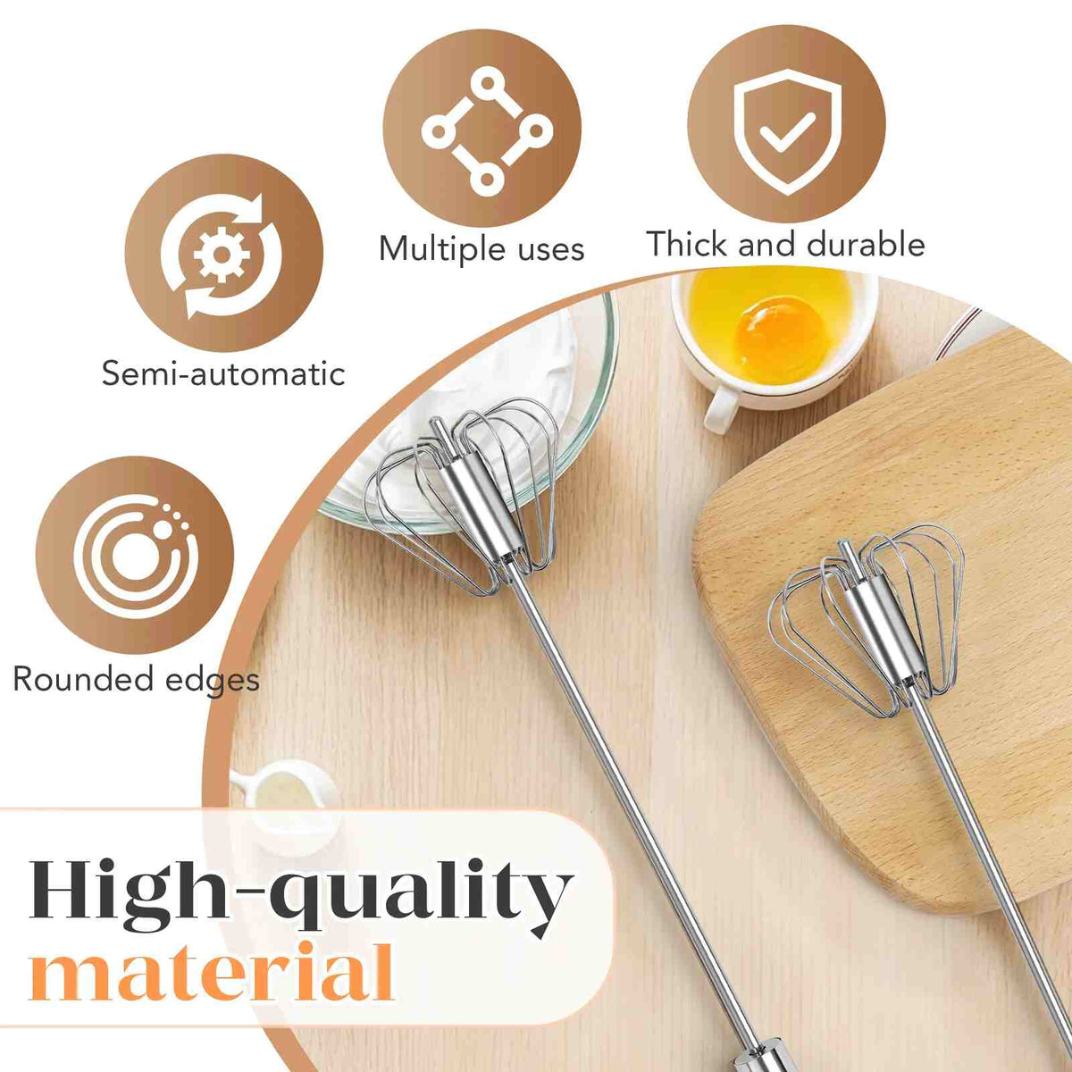 [BUY 1 GET 1 FREE] Semi-Auto Hand-Push Rotary Whisk