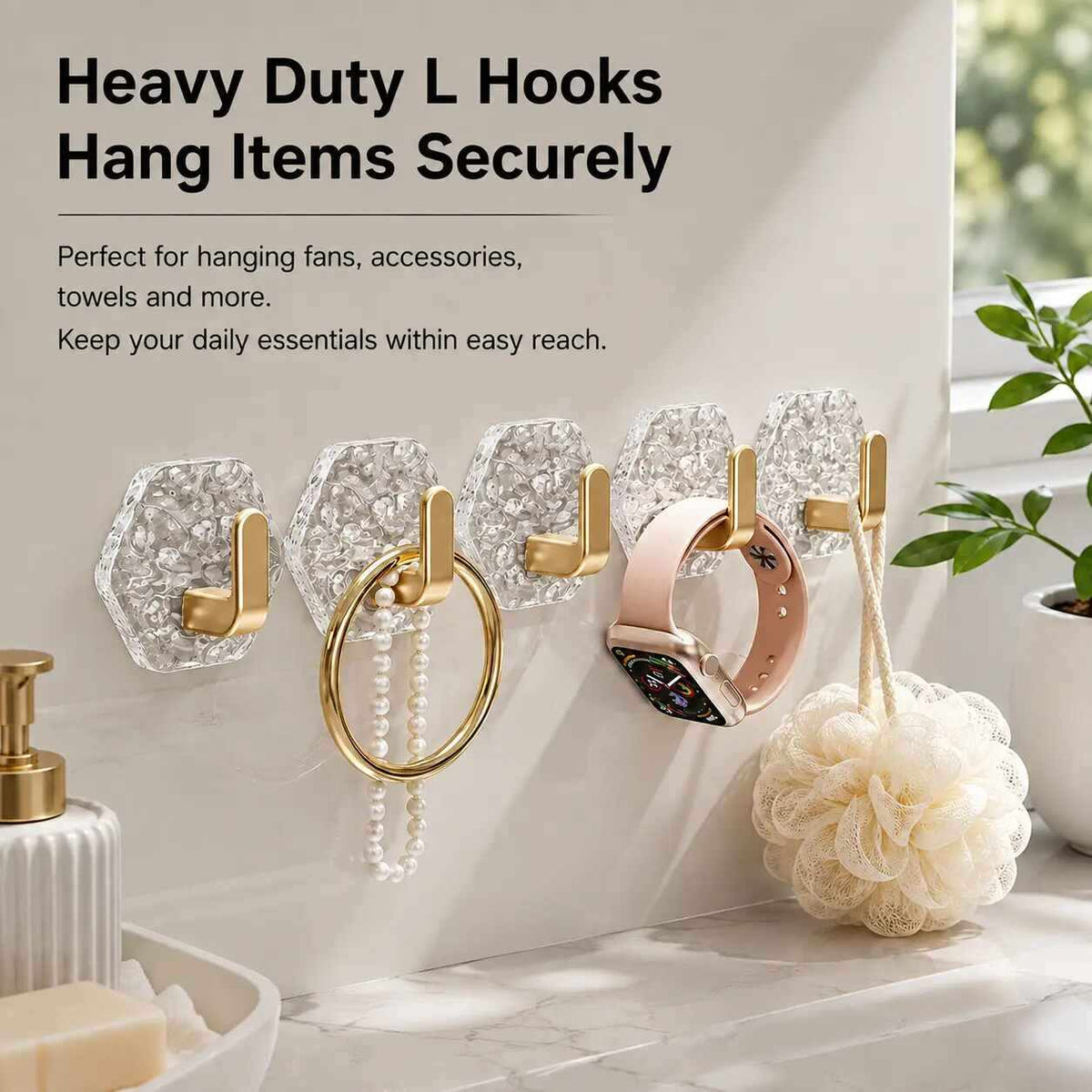 Waterproof Self-Adhesive Hexagon Hooks