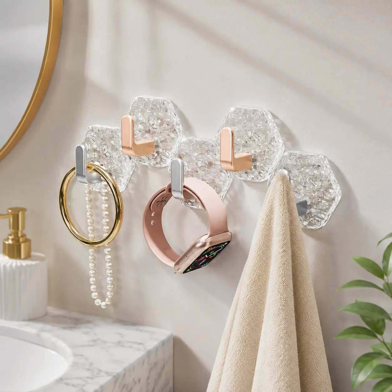 Waterproof Self-Adhesive Hexagon Hooks