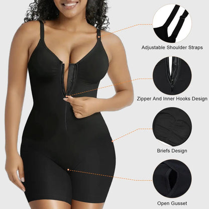 [BUY 1 GET 1 FREE] Zip-Front Tummy Control Shapewear Bodysuit