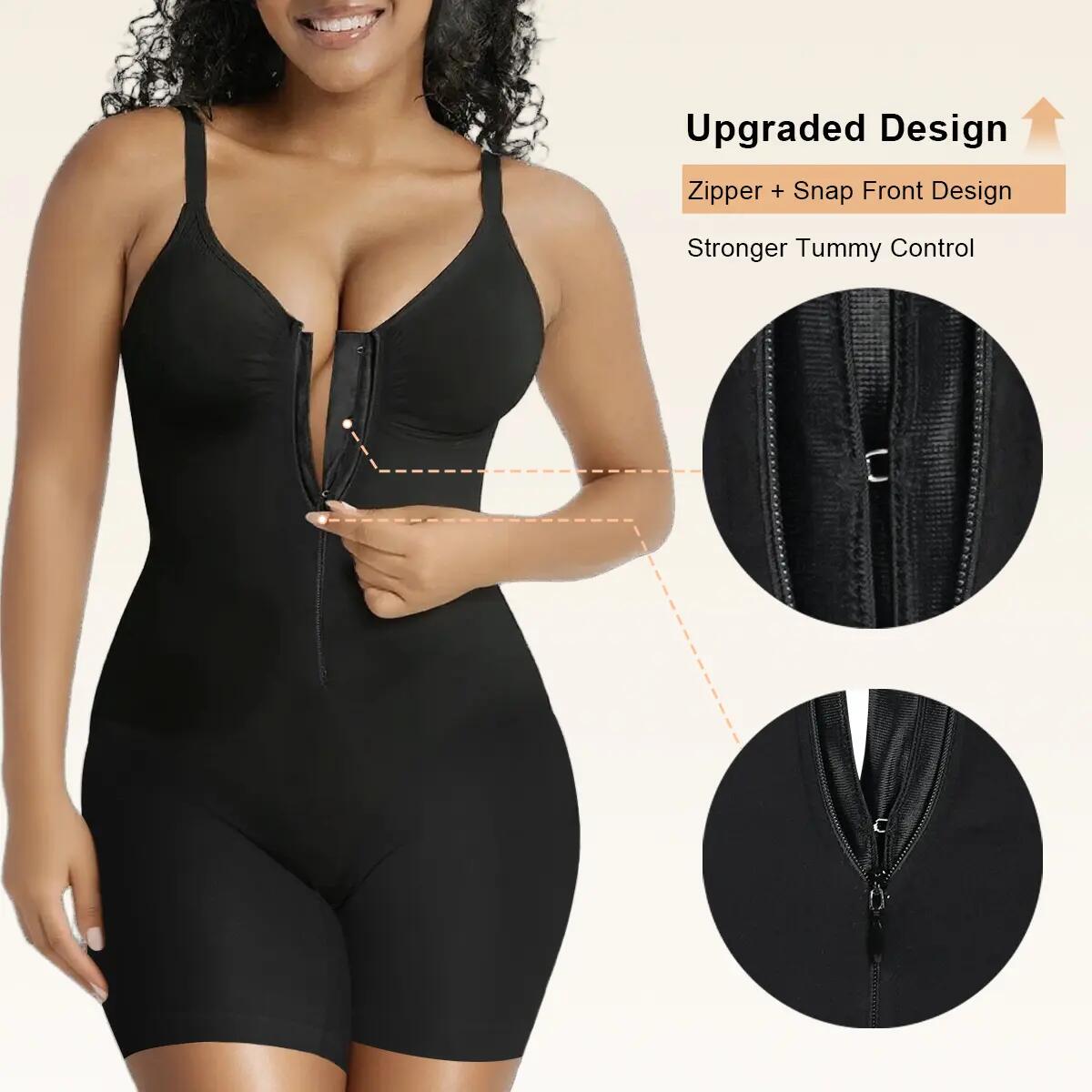 [BUY 1 GET 1 FREE] Zip-Front Tummy Control Shapewear Bodysuit