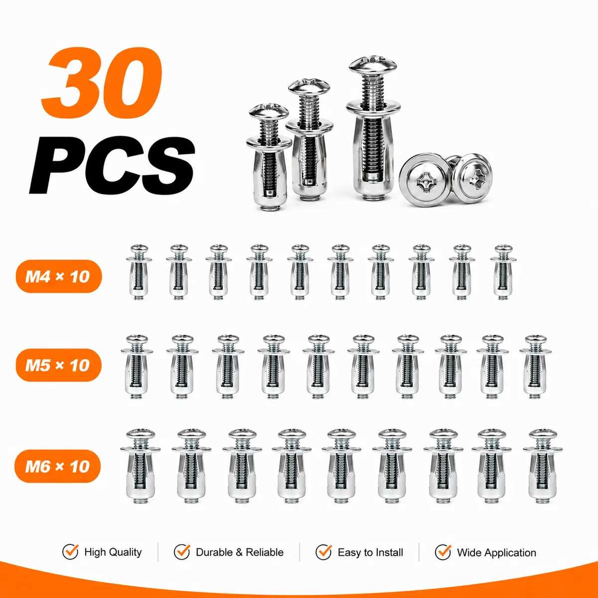 Carbon Steel Rivet Locking Nuts 30-Pack