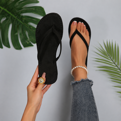 Square-Toe Flat Slip-On Summer Sandals