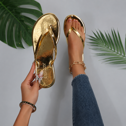 Square-Toe Flat Slip-On Summer Sandals