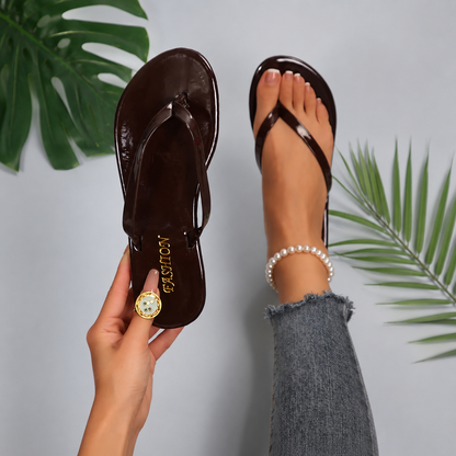 Square-Toe Flat Slip-On Summer Sandals