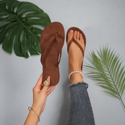 Square-Toe Flat Slip-On Summer Sandals