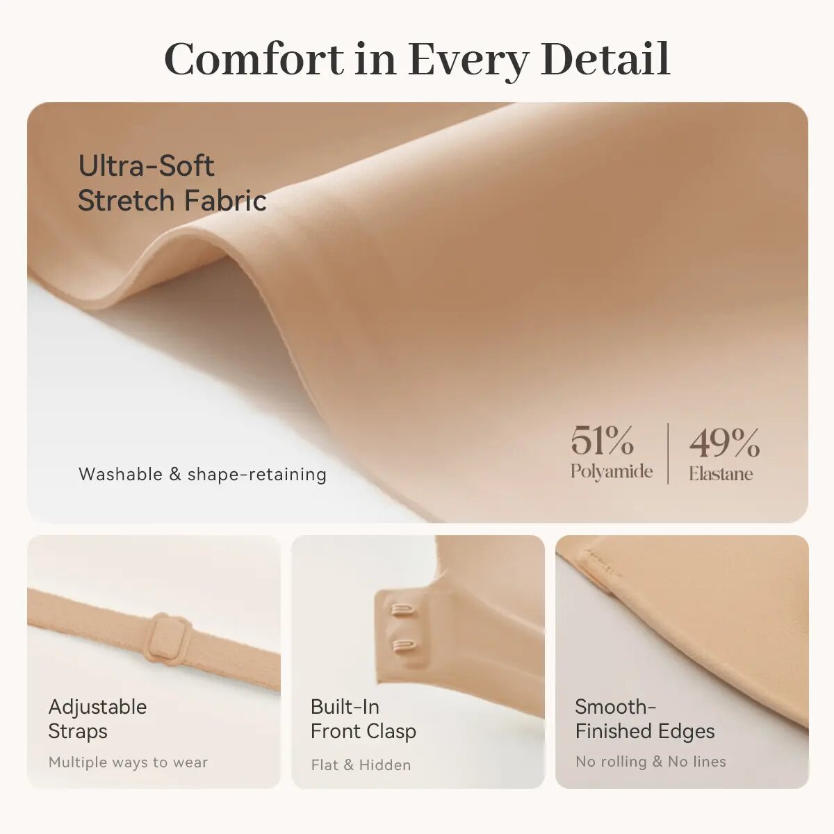 Non-Slip Strapless Wireless Bra