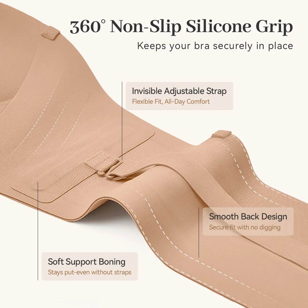 Non-Slip Strapless Wireless Bra