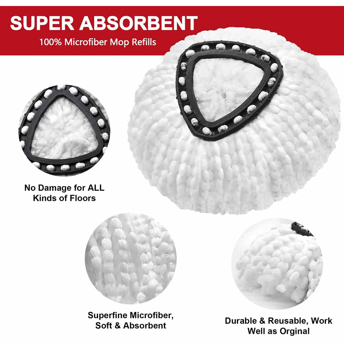 Microfiber Spin Mop Replacement Heads