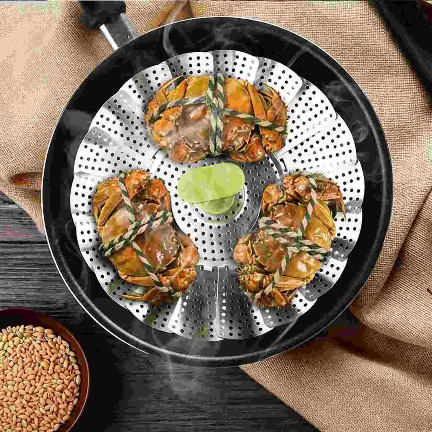 [BUY 1 GET 1 FREE] Foldable Stainless Steel Steamer Basket