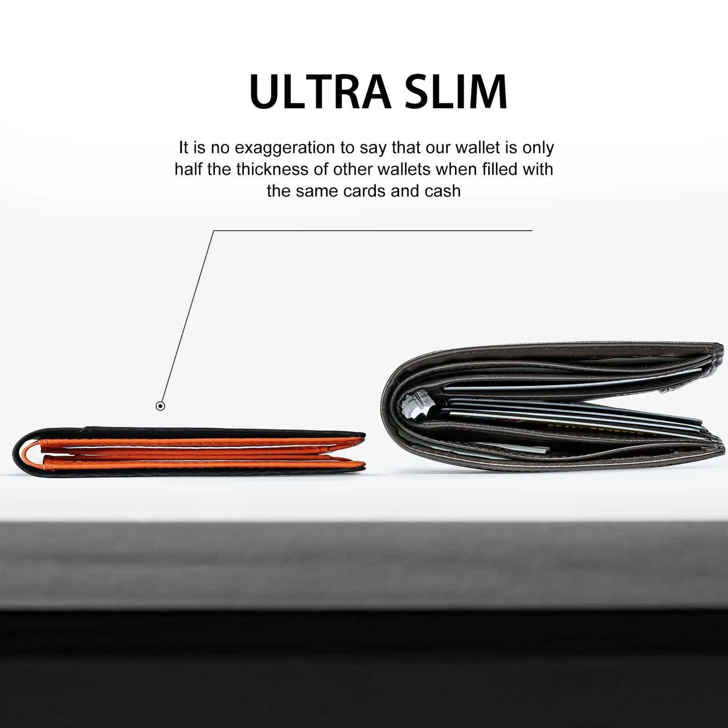 RFID Blocking Slim Leather Money Clip Wallet