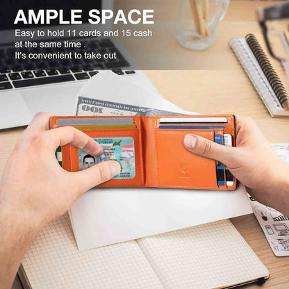 RFID Blocking Slim Leather Money Clip Wallet