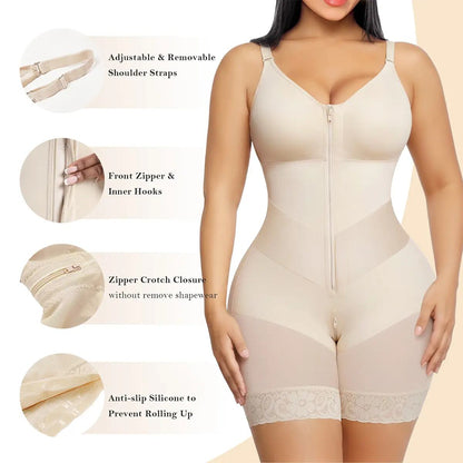 V-Shaped Zipper Tummy Control Shapewear