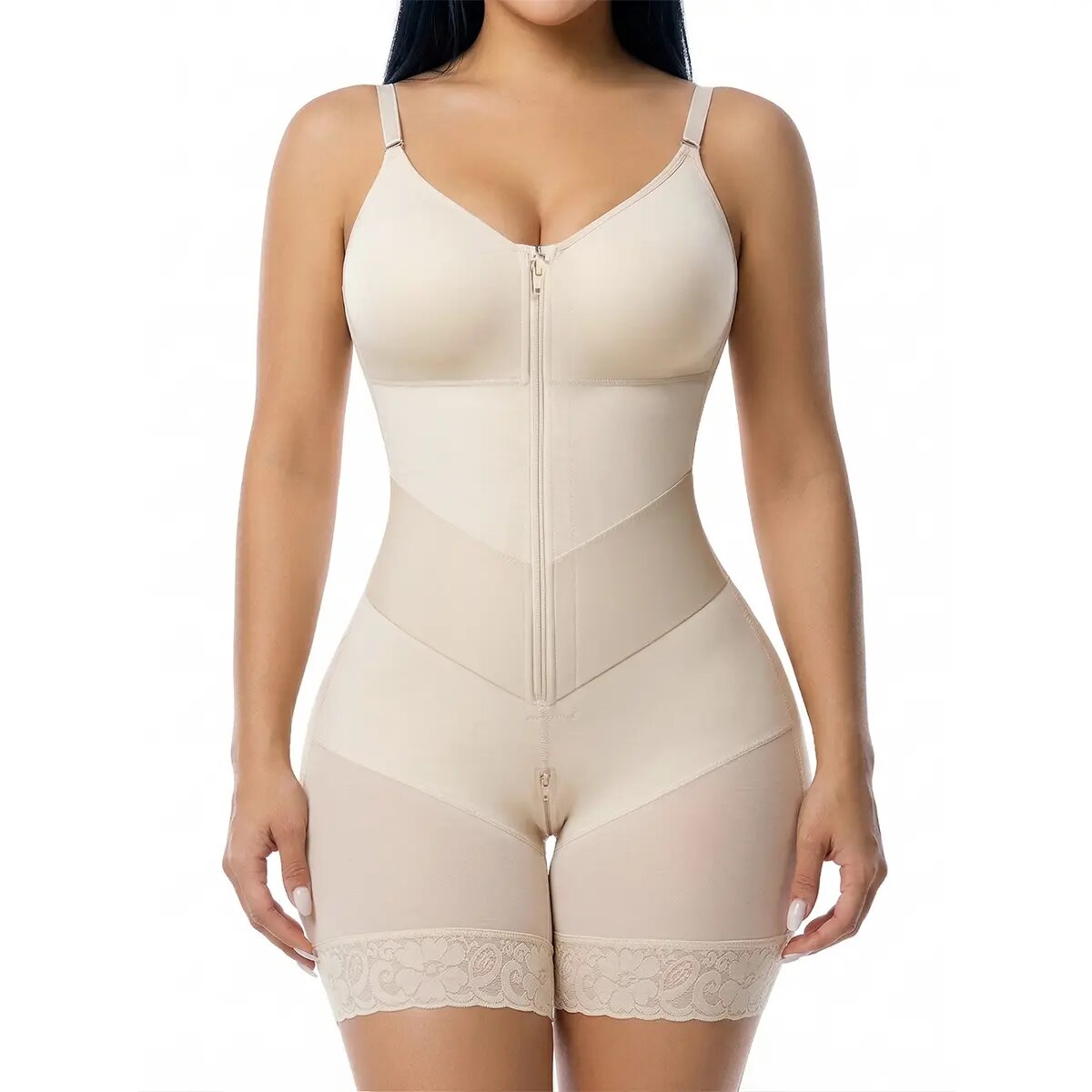 V-Shaped Zipper Tummy Control Shapewear