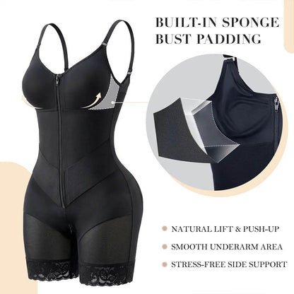 V-Shaped Zipper Tummy Control Shapewear