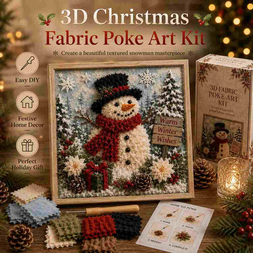 3D Christmas Snowman Fabric Poke Art Kit