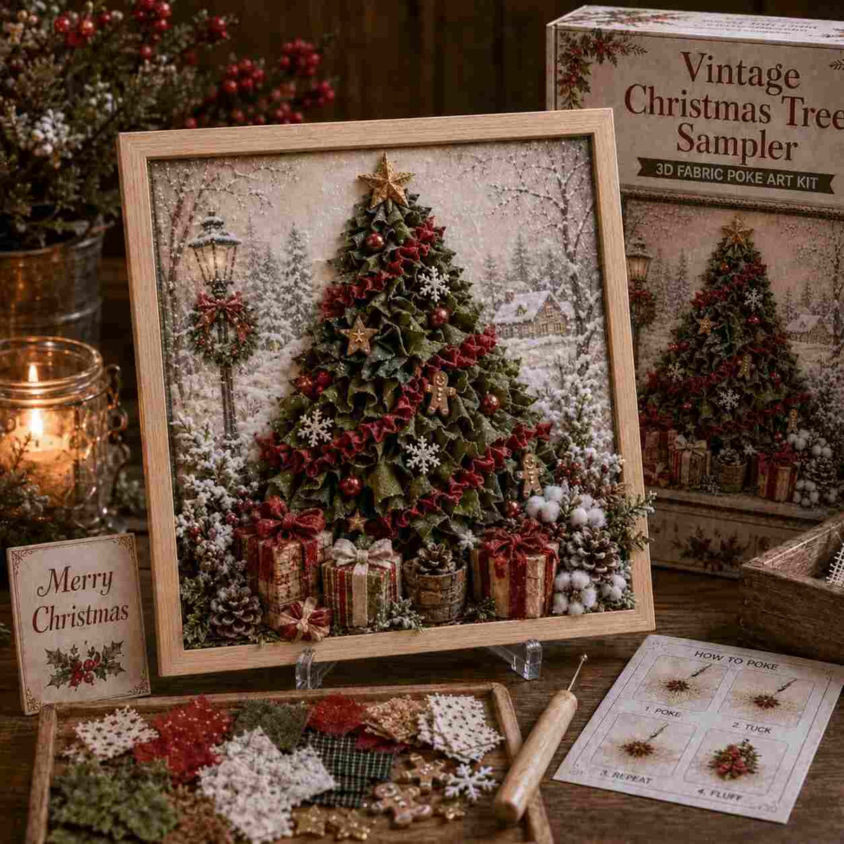 3D Christmas Snowman Fabric Poke Art Kit