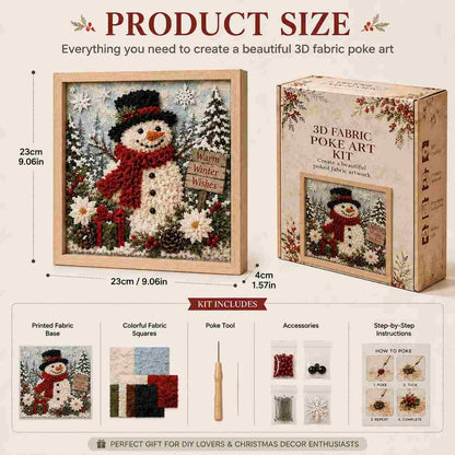 3D Christmas Snowman Fabric Poke Art Kit