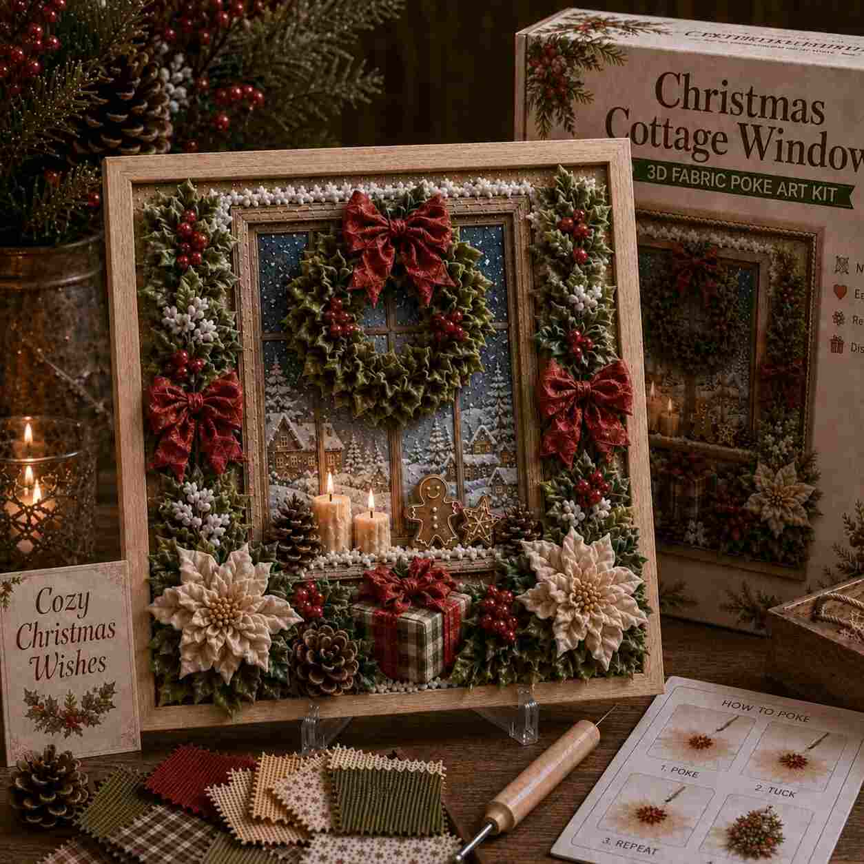 3D Christmas Snowman Fabric Poke Art Kit