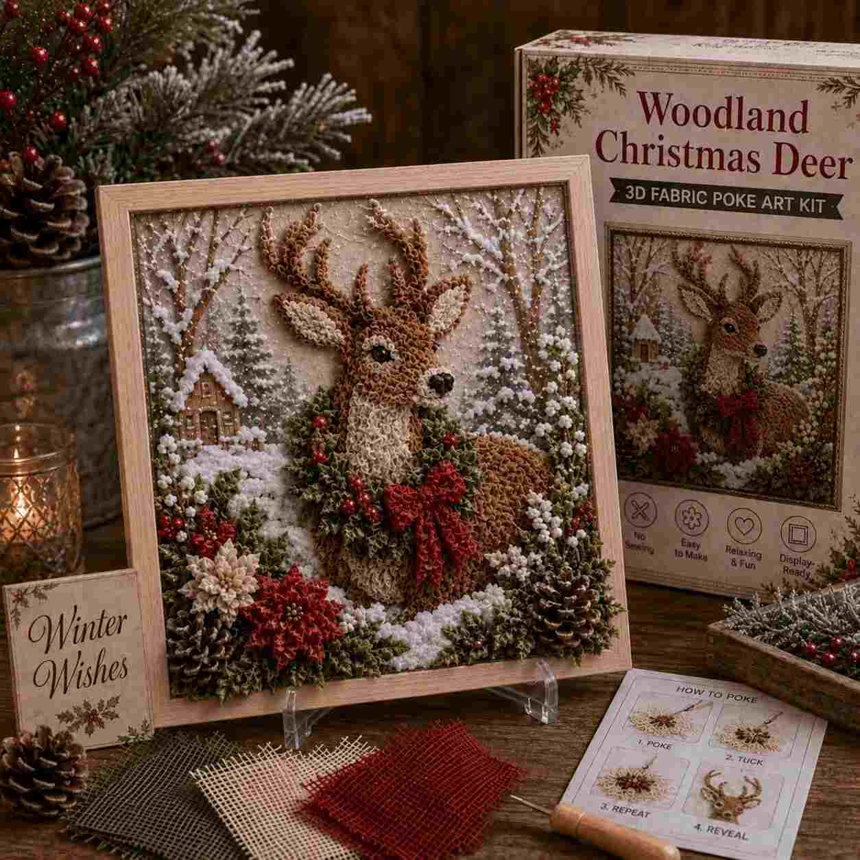3D Christmas Snowman Fabric Poke Art Kit