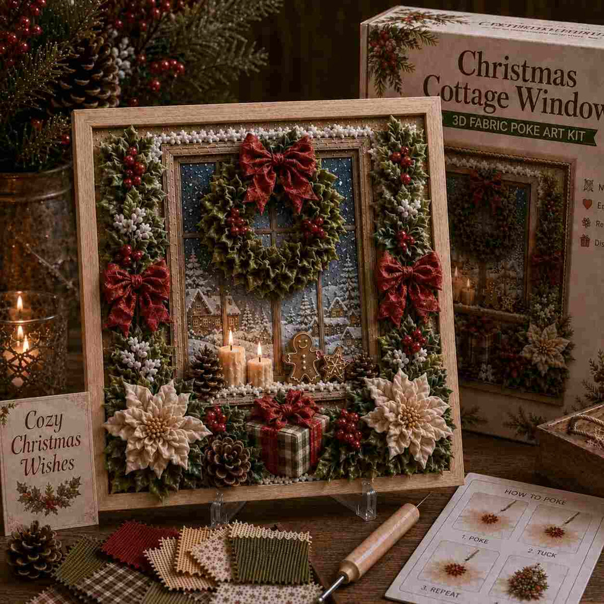 3D Christmas Snowman Fabric Poke Art Kit