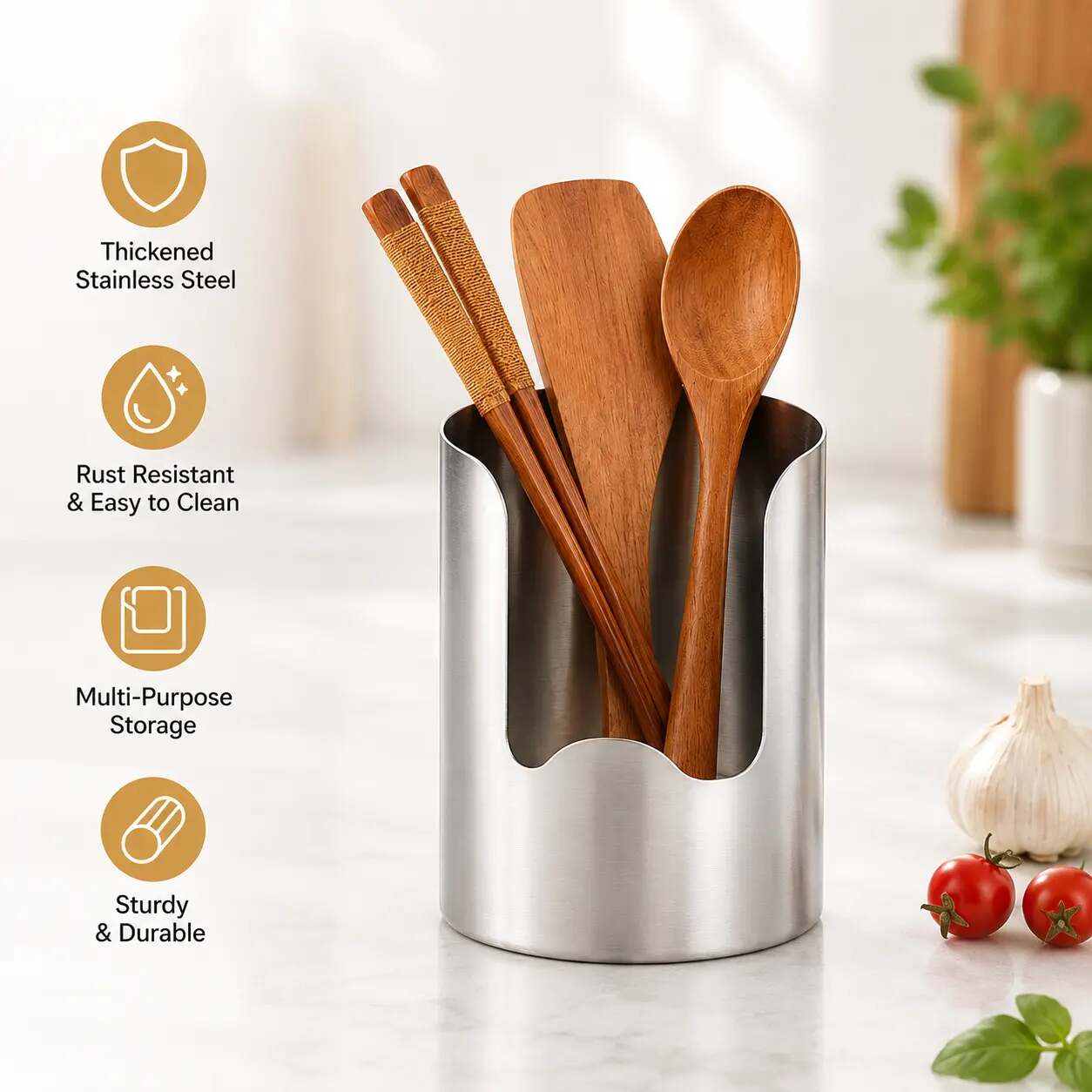 [BUY 1 GET 1 FREE] Thickened Stainless Steel Utensil Holder