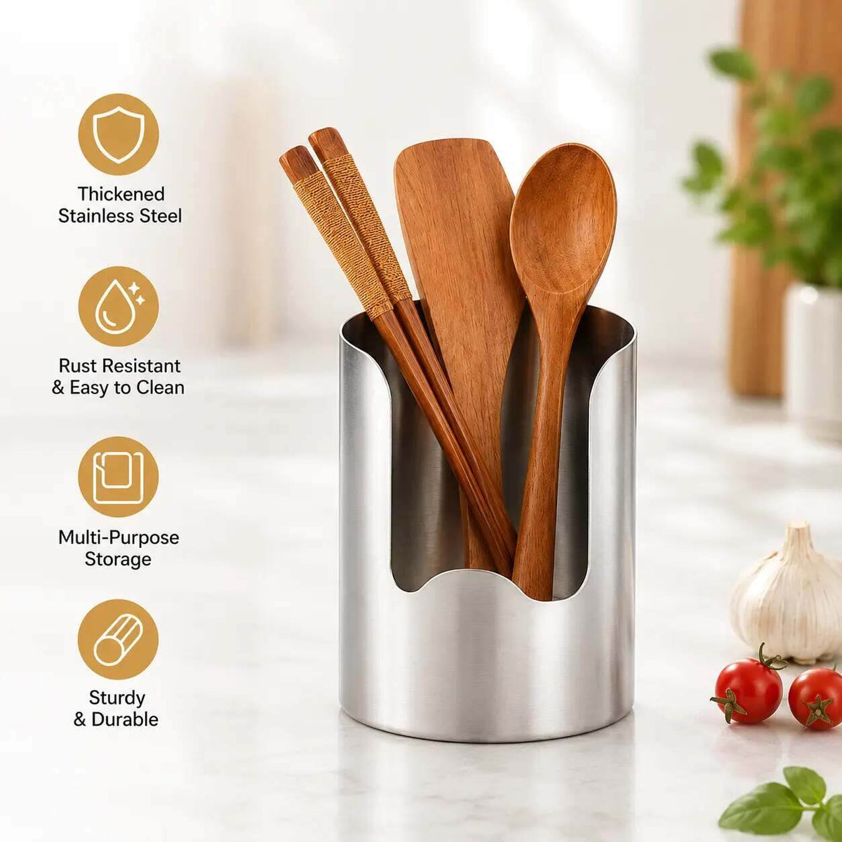 [BUY 1 GET 1 FREE] Thickened Stainless Steel Utensil Holder