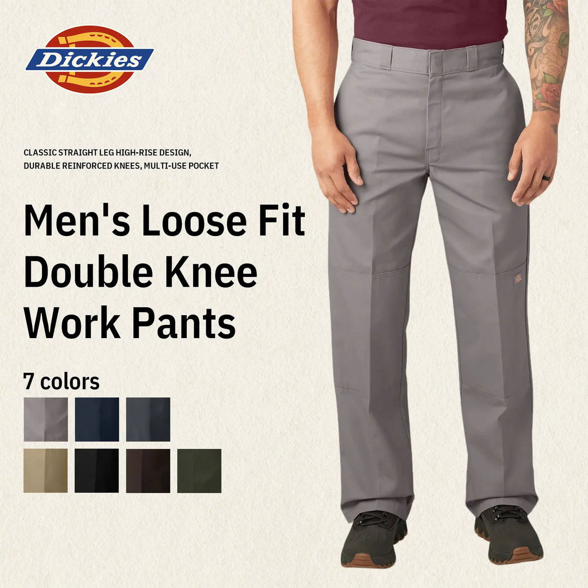 Reinforced Double-Knee Loose Work Pants
