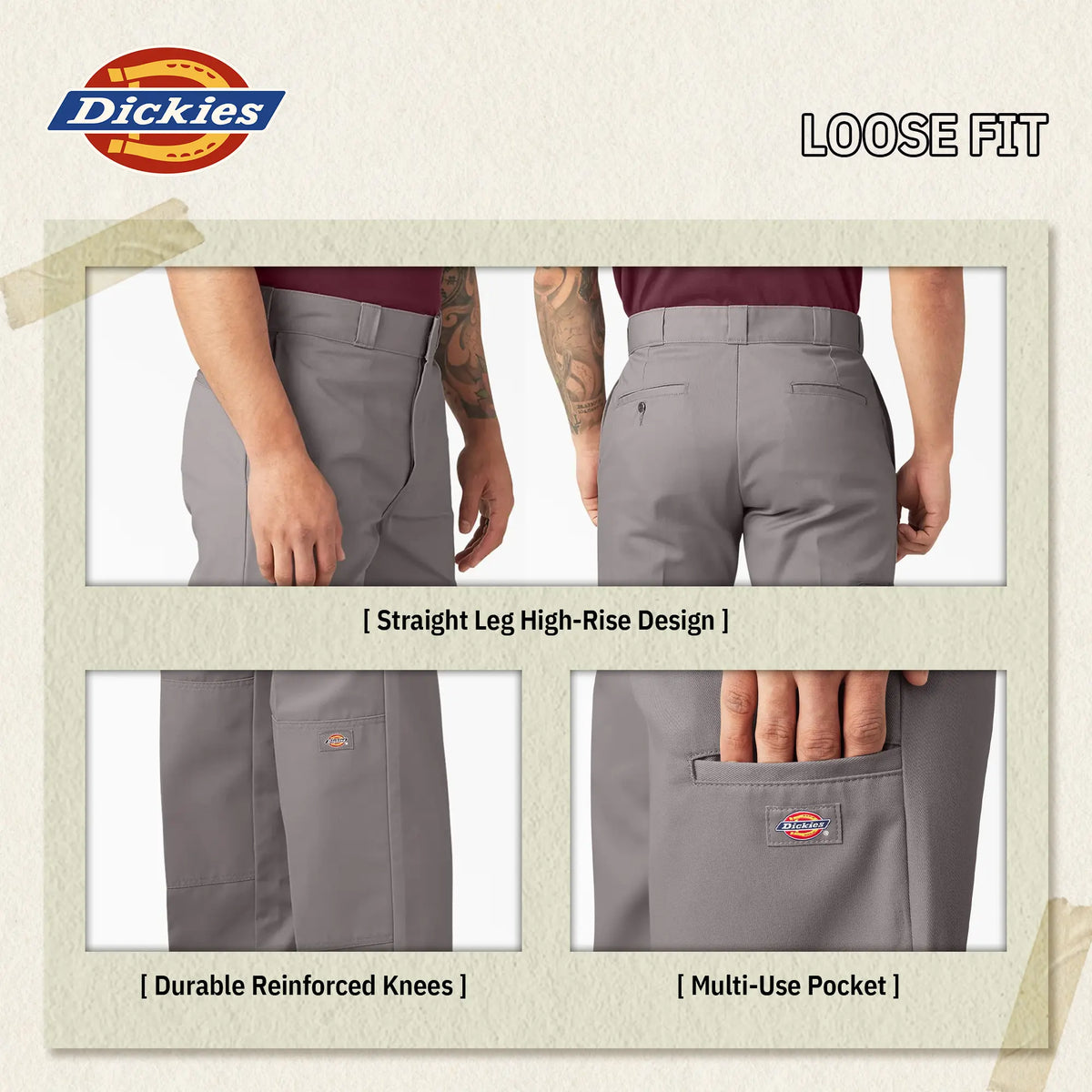 Reinforced Double-Knee Loose Work Pants