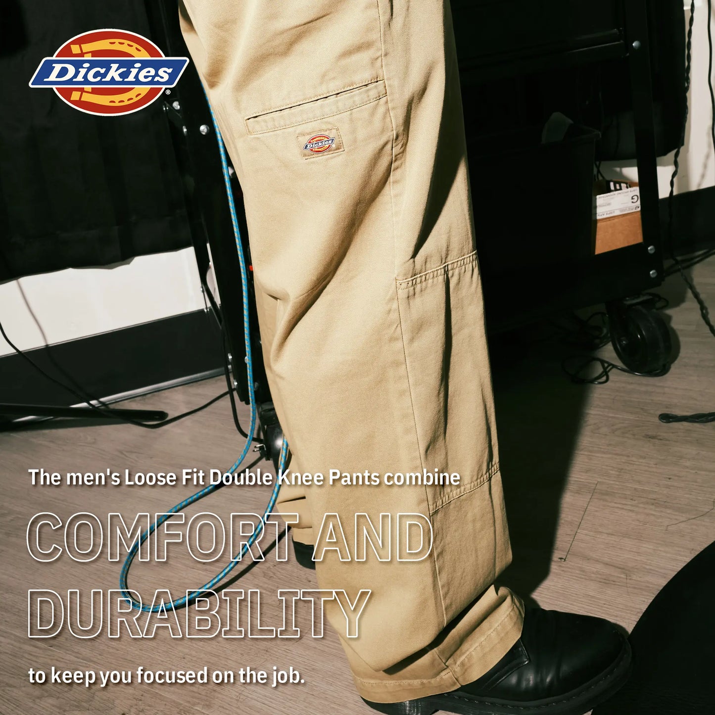 Reinforced Double-Knee Loose Work Pants