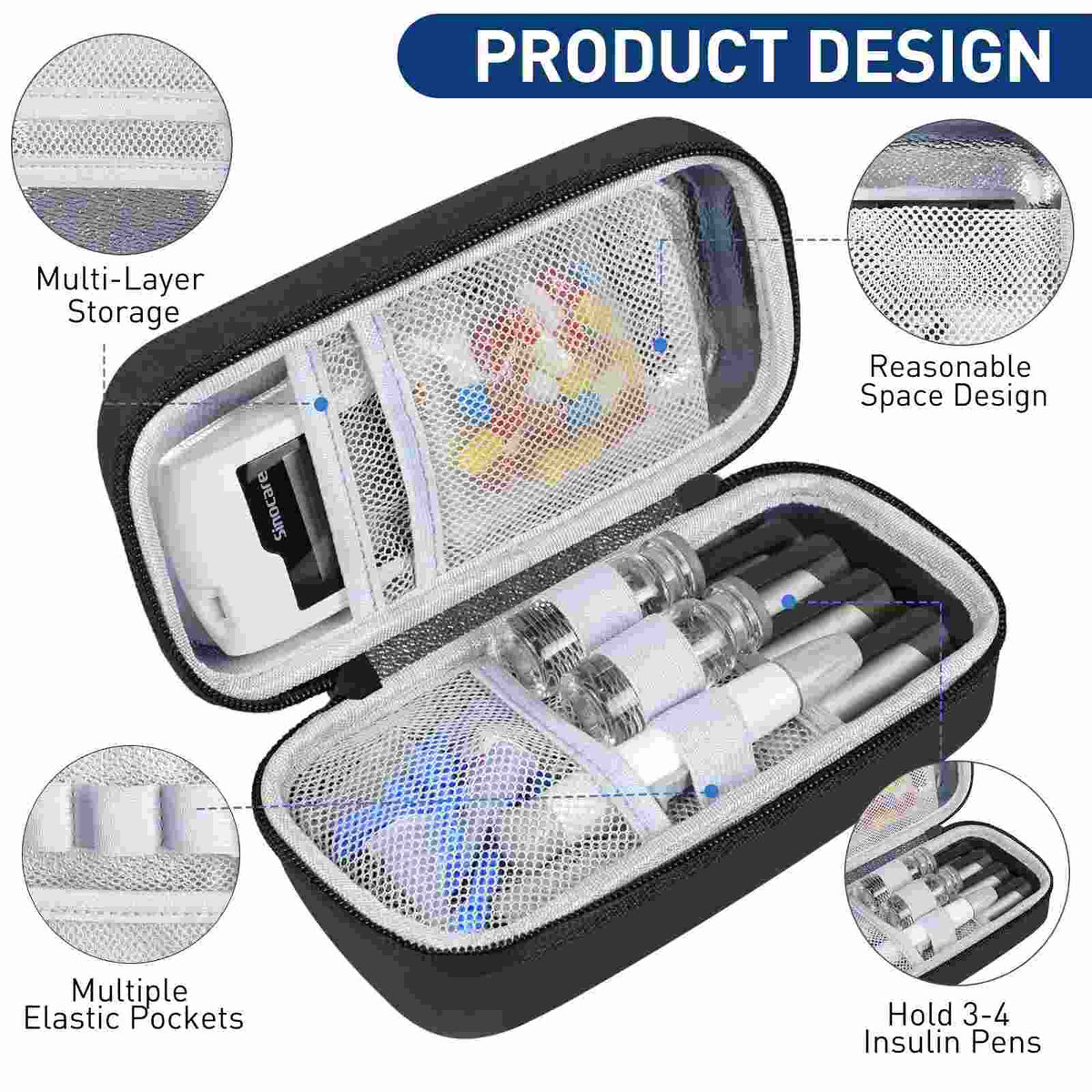 Temperature Display Insulin Cooler Travel Case