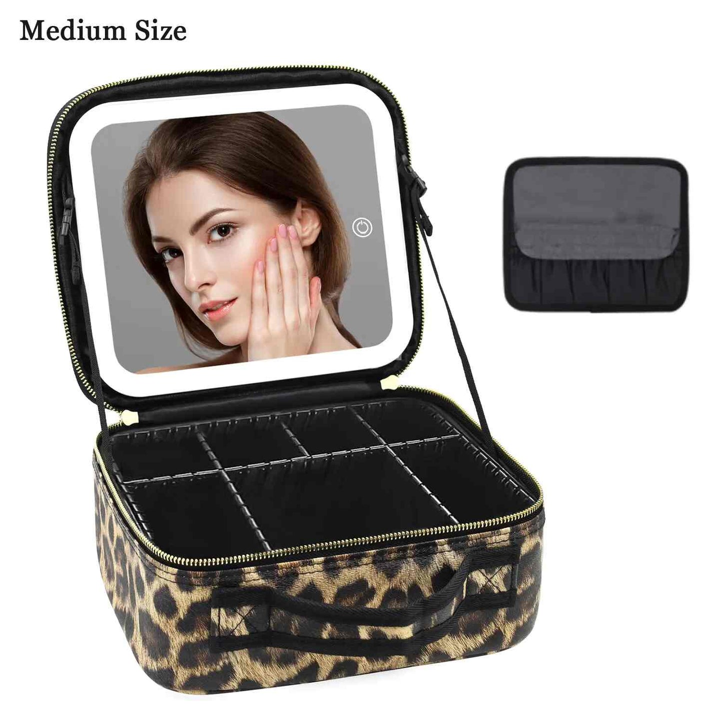 LED Mirror Travel Makeup Bag with Dividers