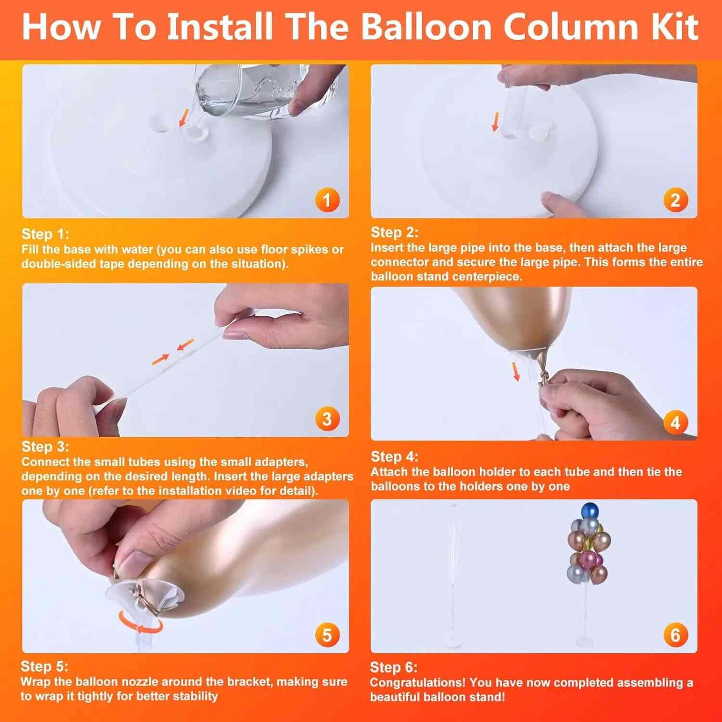 5.25FT Acrylic Balloon Column Stand Set