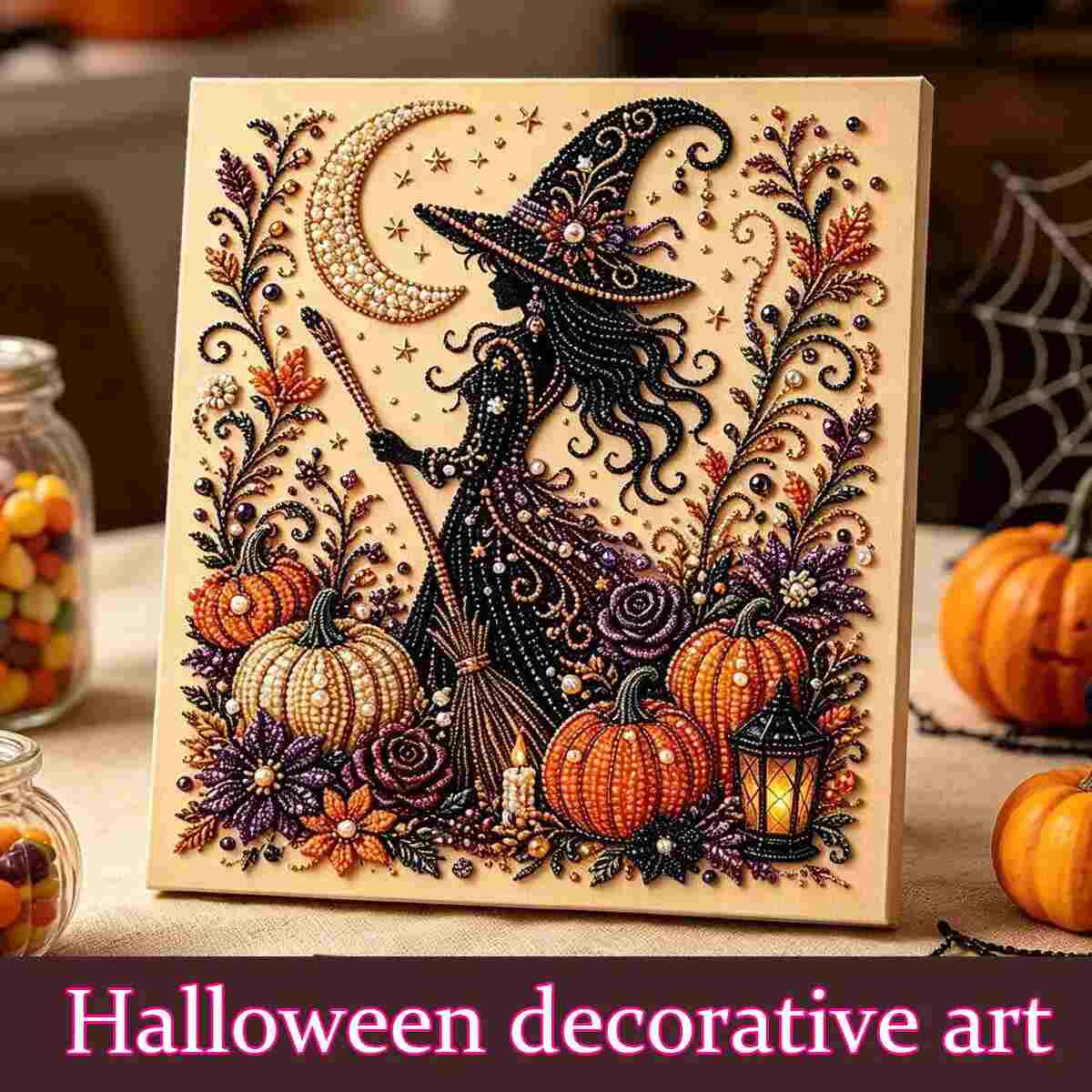 [BUY 1 GET 1 FREE] Halloween Witch Moon Diamond Art Kit