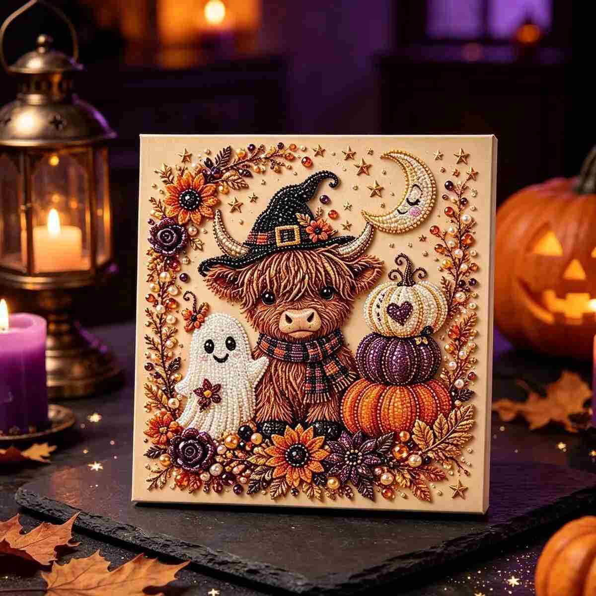 [BUY 1 GET 1 FREE] Halloween Witch Moon Diamond Art Kit