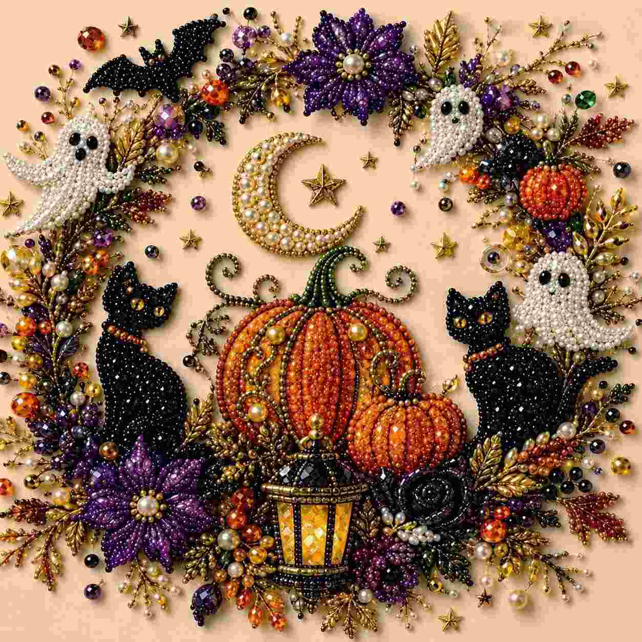 [BUY 1 GET 1 FREE] Halloween Witch Moon Diamond Art Kit